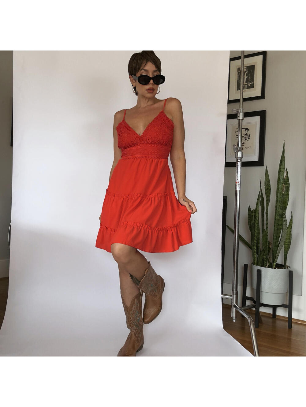 Red Boho Mini Dress